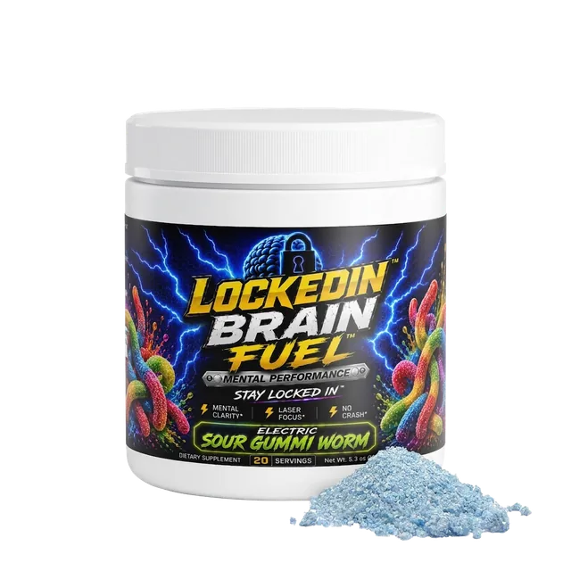 Locked In Brain Fuel Electric Sour Gummi Worm tub